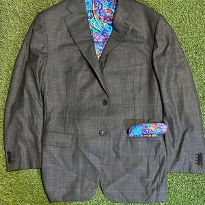 NWOT Astor & Black Elegant Charcoal Blazer with Vibrant Floral Lining